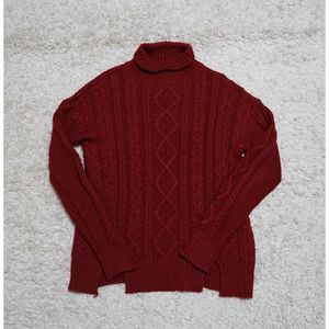 Love Tree Knit Burgundy/Red Turtle Neck Sweater Size Small